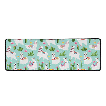 Cute Cactus And Llama Pattern Print Long Kitchen Mat