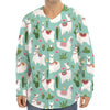 Cute Cactus And Llama Pattern Print Long Sleeve Baseball Jersey