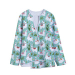 Cute Cactus And Llama Pattern Print Long Sleeve Short Coat
