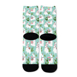 Cute Cactus And Llama Pattern Print Long Socks