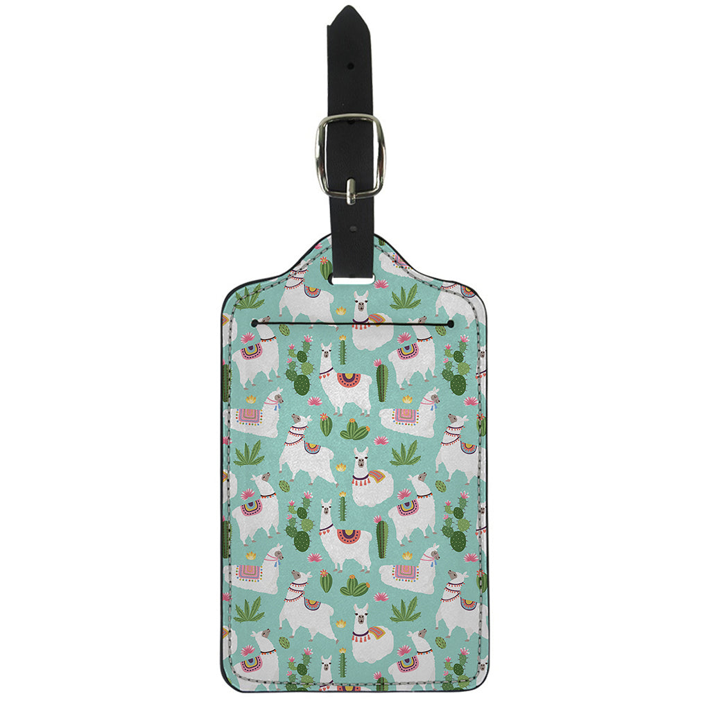 Cute Cactus And Llama Pattern Print Luggage Tag