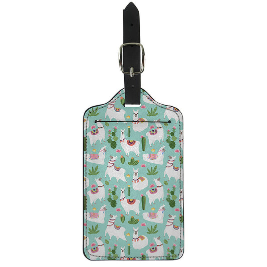 Cute Cactus And Llama Pattern Print Luggage Tag