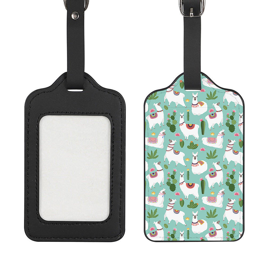 Cute Cactus And Llama Pattern Print Luggage Tag