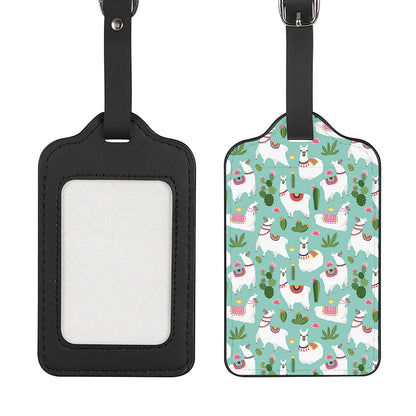 Cute Cactus And Llama Pattern Print Luggage Tag