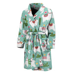 Cute Cactus And Llama Pattern Print Men's Bathrobe
