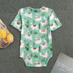 Cute Cactus And Llama Pattern Print Men's Bodysuit