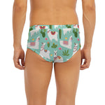 Cute Cactus And Llama Pattern Print Men's Briefs