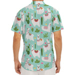 Cute Cactus And Llama Pattern Print Men's Deep V-Neck Shirt