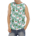 Cute Cactus And Llama Pattern Print Men's Fitness Tank Top