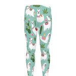 Cute Cactus And Llama Pattern Print Men's leggings