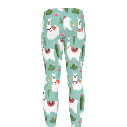 Cute Cactus And Llama Pattern Print Men's leggings