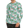 Cute Cactus And Llama Pattern Print Men's Long Sleeve Rash Guard