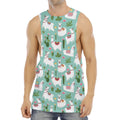 Cute Cactus And Llama Pattern Print Men's Muscle Tank Top