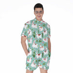 Cute Cactus And Llama Pattern Print Men's Rompers