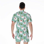 Cute Cactus And Llama Pattern Print Men's Rompers