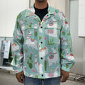 Cute Cactus And Llama Pattern Print Men's Shirt Jacket