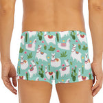 Cute Cactus And Llama Pattern Print Men's Short Boxer Briefs