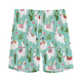 Cute Cactus And Llama Pattern Print Men's Athletic Shorts