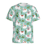 Cute Cactus And Llama Pattern Print Men's Sports T-Shirt