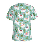 Cute Cactus And Llama Pattern Print Men's Sports T-Shirt