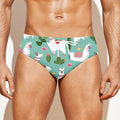Cute Cactus And Llama Pattern Print Men's Swim Briefs