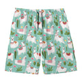 Cute Cactus And Llama Pattern Print Men's Swim Trunks