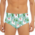 Cute Cactus And Llama Pattern Print Men's Triangle Swim Briefs
