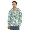 Cute Cactus And Llama Pattern Print Men's Velvet Pullover Hoodie