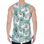 Cute Cactus And Llama Pattern Print Men's Velvet Tank Top