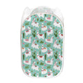 Cute Cactus And Llama Pattern Print Mesh Laundry Hamper