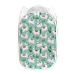 Cute Cactus And Llama Pattern Print Mesh Laundry Hamper