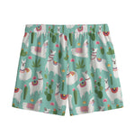 Cute Cactus And Llama Pattern Print Mesh Shorts