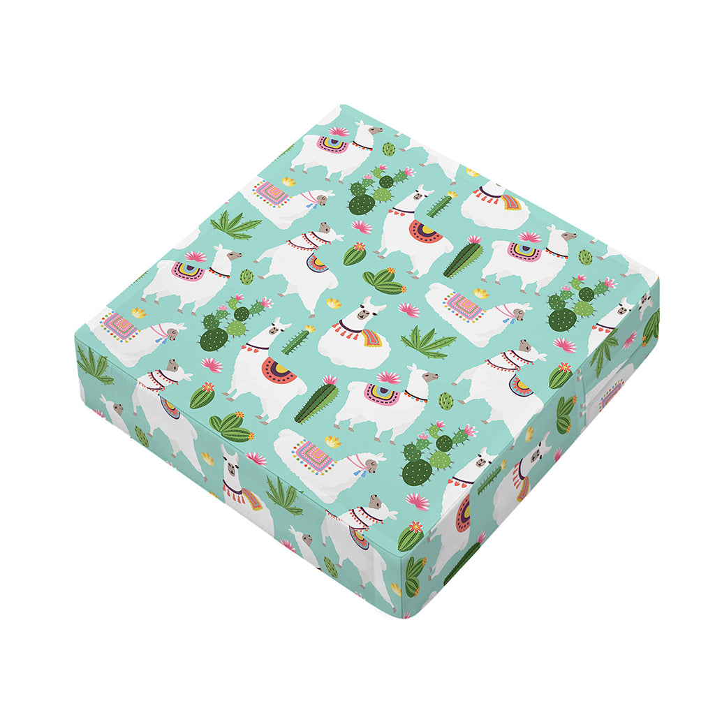 Cute Cactus And Llama Pattern Print Outdoor Seat Cushion Cover