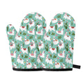 Cute Cactus And Llama Pattern Print Oven Mitts