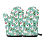 Cute Cactus And Llama Pattern Print Oven Mitts