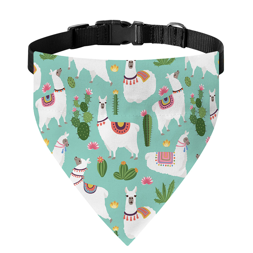 Cute Cactus And Llama Pattern Print Over The Collar Dog Bandana