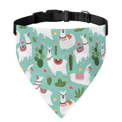 Cute Cactus And Llama Pattern Print Over The Collar Dog Bandana