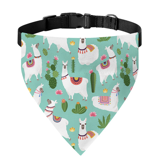 Cute Cactus And Llama Pattern Print Over The Collar Dog Bandana
