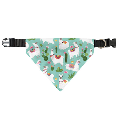Cute Cactus And Llama Pattern Print Over The Collar Dog Bandana