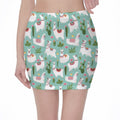 Cute Cactus And Llama Pattern Print Pencil Mini Skirt