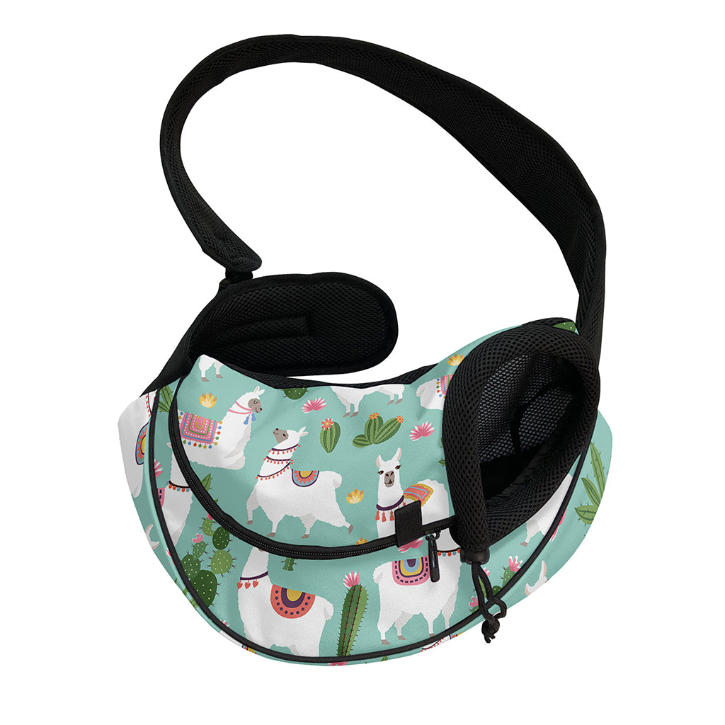 Cute Cactus And Llama Pattern Print Pet Sling Carrier