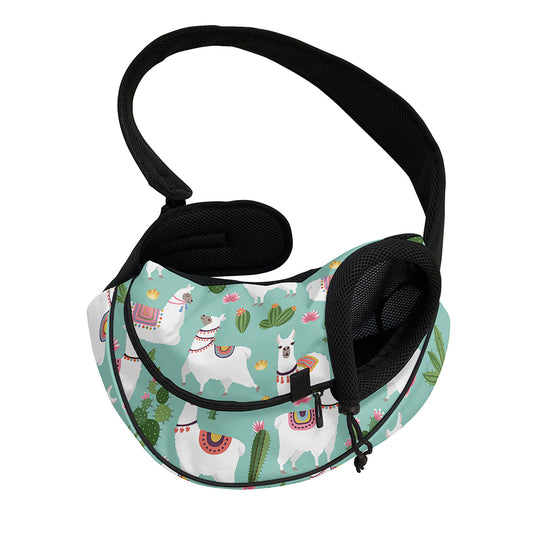 Cute Cactus And Llama Pattern Print Pet Sling Carrier