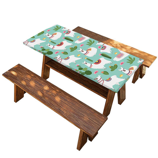 Cute Cactus And Llama Pattern Print Picnic Table Cover
