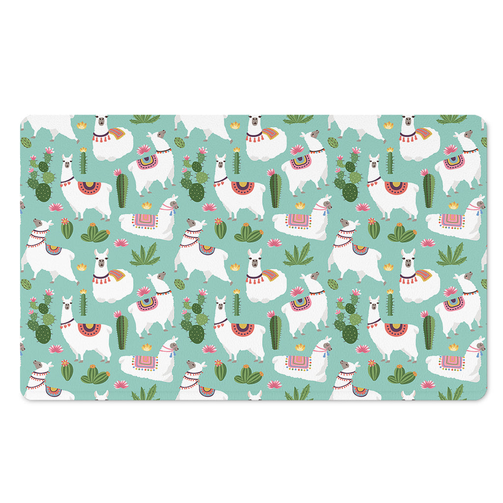 Cute Cactus And Llama Pattern Print Polyester Doormat