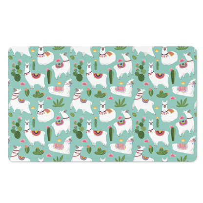 Cute Cactus And Llama Pattern Print Polyester Doormat