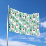 Cute Cactus And Llama Pattern Print Polyester Flag