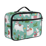 Cute Cactus And Llama Pattern Print Portable Lunch Bag