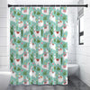 Cute Cactus And Llama Pattern Print Premium Shower Curtain