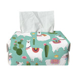 Cute Cactus And Llama Pattern Print Rectangle Tissue Box Cover