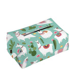 Cute Cactus And Llama Pattern Print Rectangle Tissue Box Cover
